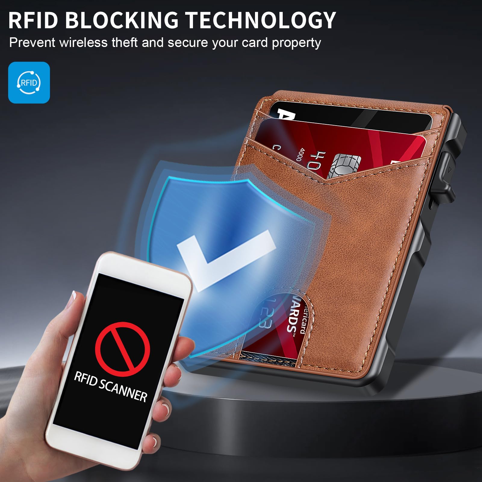 RFID Blocking AirTag Slot Card Wallet | Carbon Fiber Textured PU Leather Slim Credit Card Holder for Men, Comes with Gift Packaging