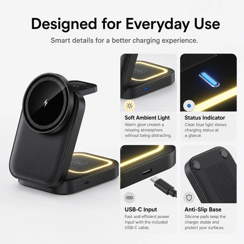 3-In-1 Foldable Magnetic Wireless Charging Station