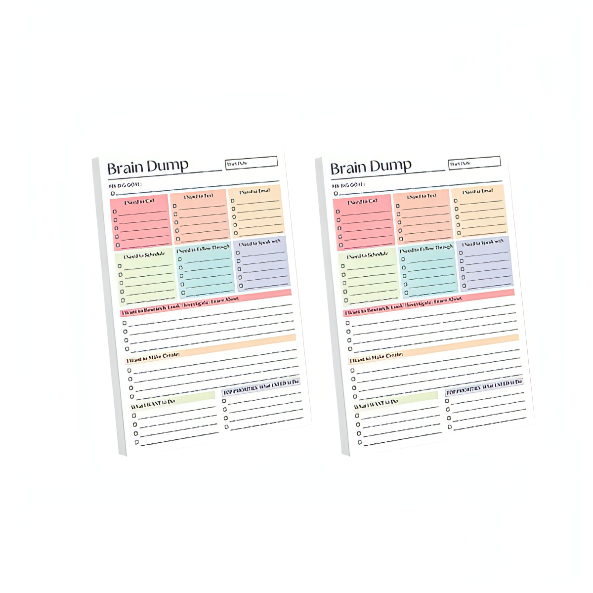 ADHD Brain Dump Planner Notepad, 50 Tear-Off Sheets 8.5 x 6.5", Multi-Section Daily Organizer for Work & Personal To-Do Lists, Priorities & Schedules, Focus Workbook Perfect Holiday Gift