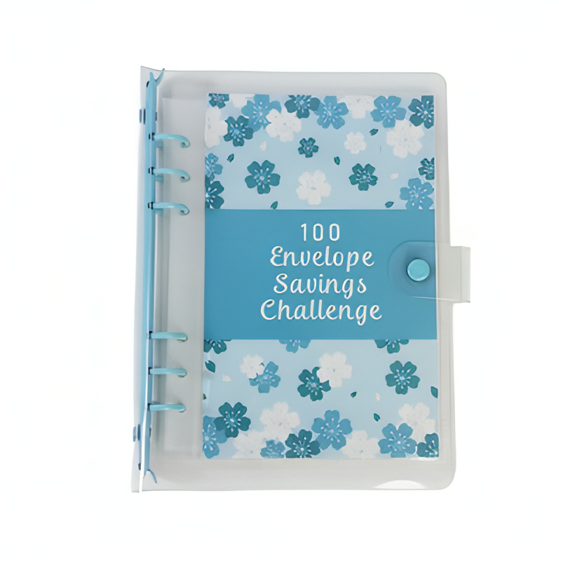 1 Book 100 Days Money Saving Challenge Book With Loose-Leaf Binder Pink Cover