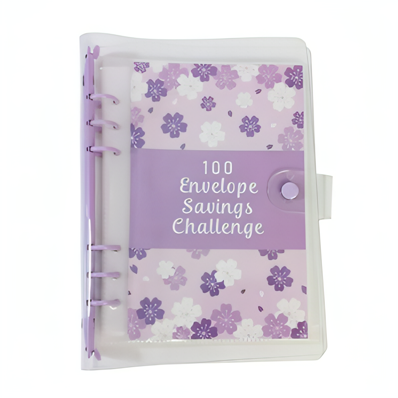 1 Book 100 Days Money Saving Challenge Book With Loose-Leaf Binder Pink Cover