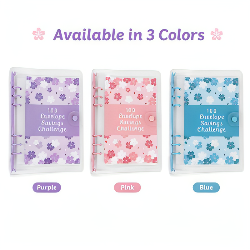 1 Book 100 Days Money Saving Challenge Book With Loose-Leaf Binder Pink Cover