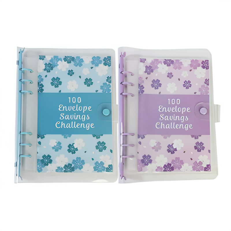 1 Book 100 Days Money Saving Challenge Book With Loose-Leaf Binder Pink Cover