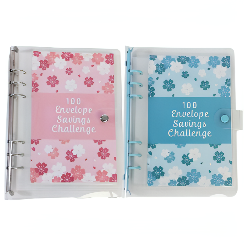 1 Book 100 Days Money Saving Challenge Book With Loose-Leaf Binder Pink Cover