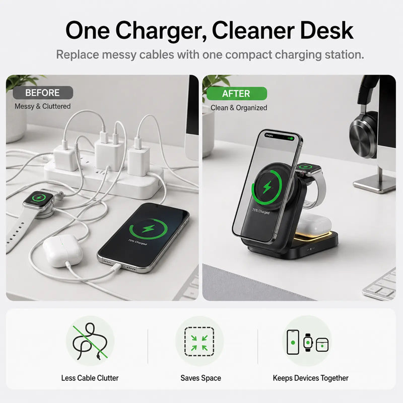 3-In-1 Foldable Magnetic Wireless Charging Station