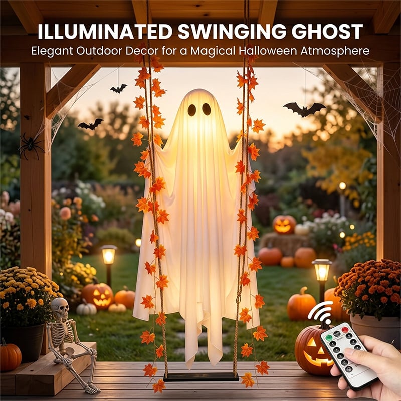 LED Light-UpSwinging Ghost Halloween Decoration