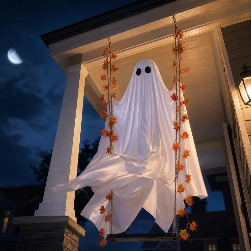 LED Light-UpSwinging Ghost Halloween Decoration