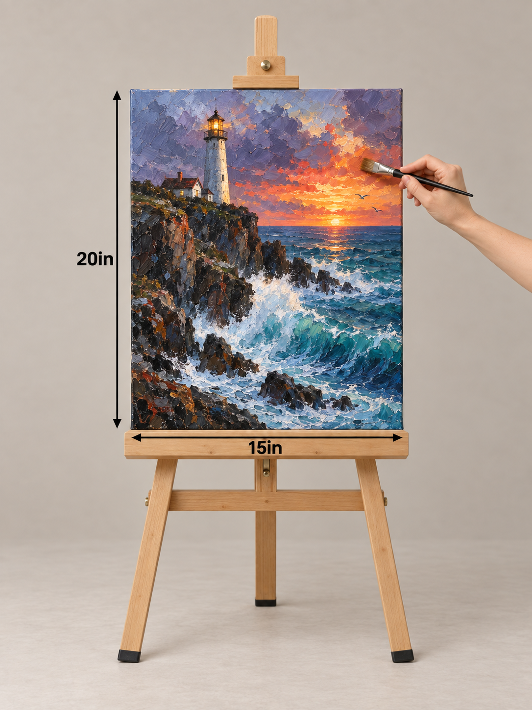 Sunset Lighthouse on the Cliffs – Coastal Canvas Art