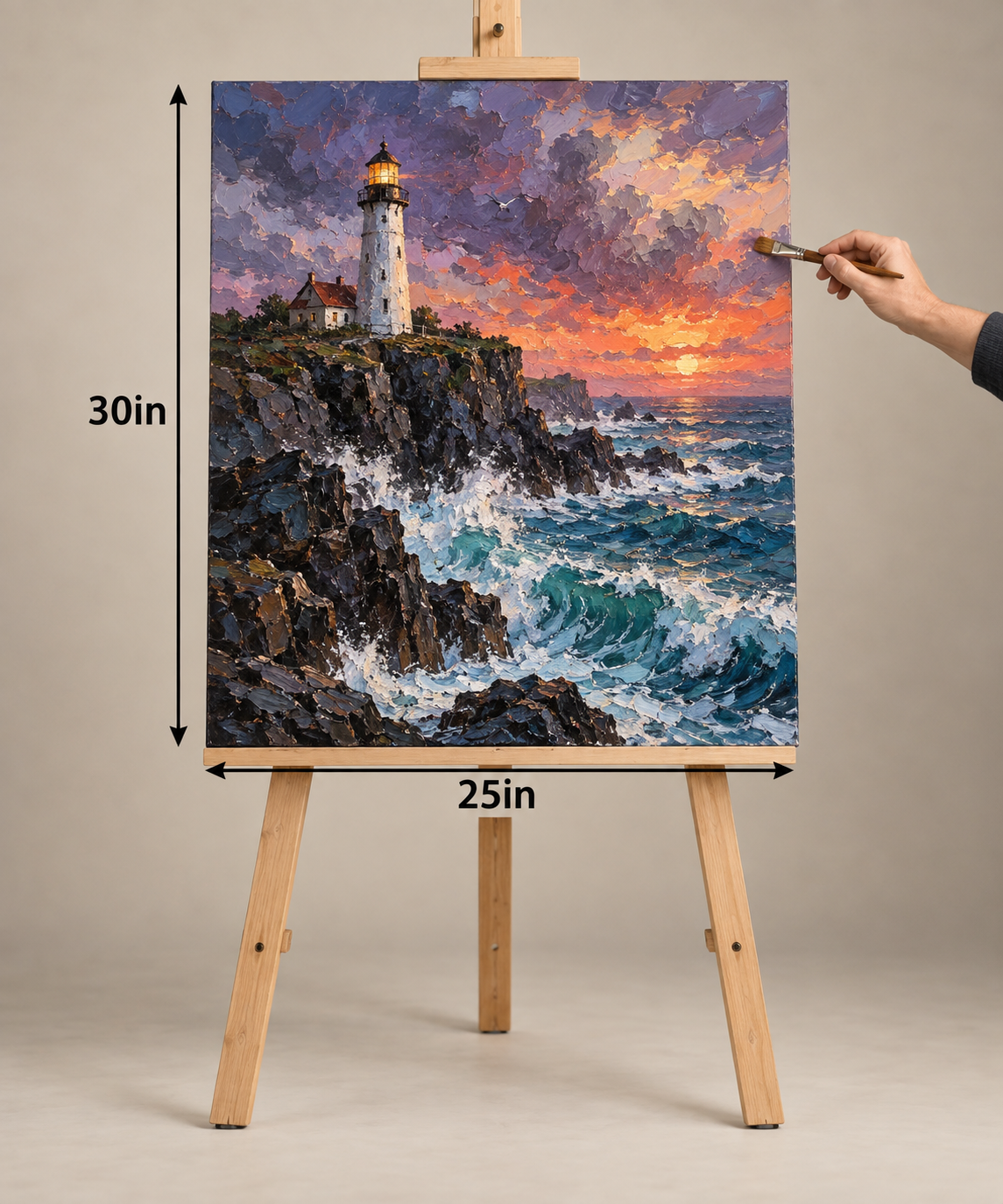 Sunset Lighthouse on the Cliffs – Coastal Canvas Art