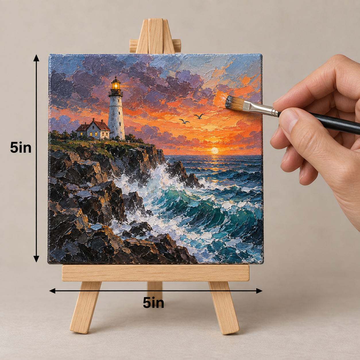 Sunset Lighthouse on the Cliffs – Coastal Canvas Art