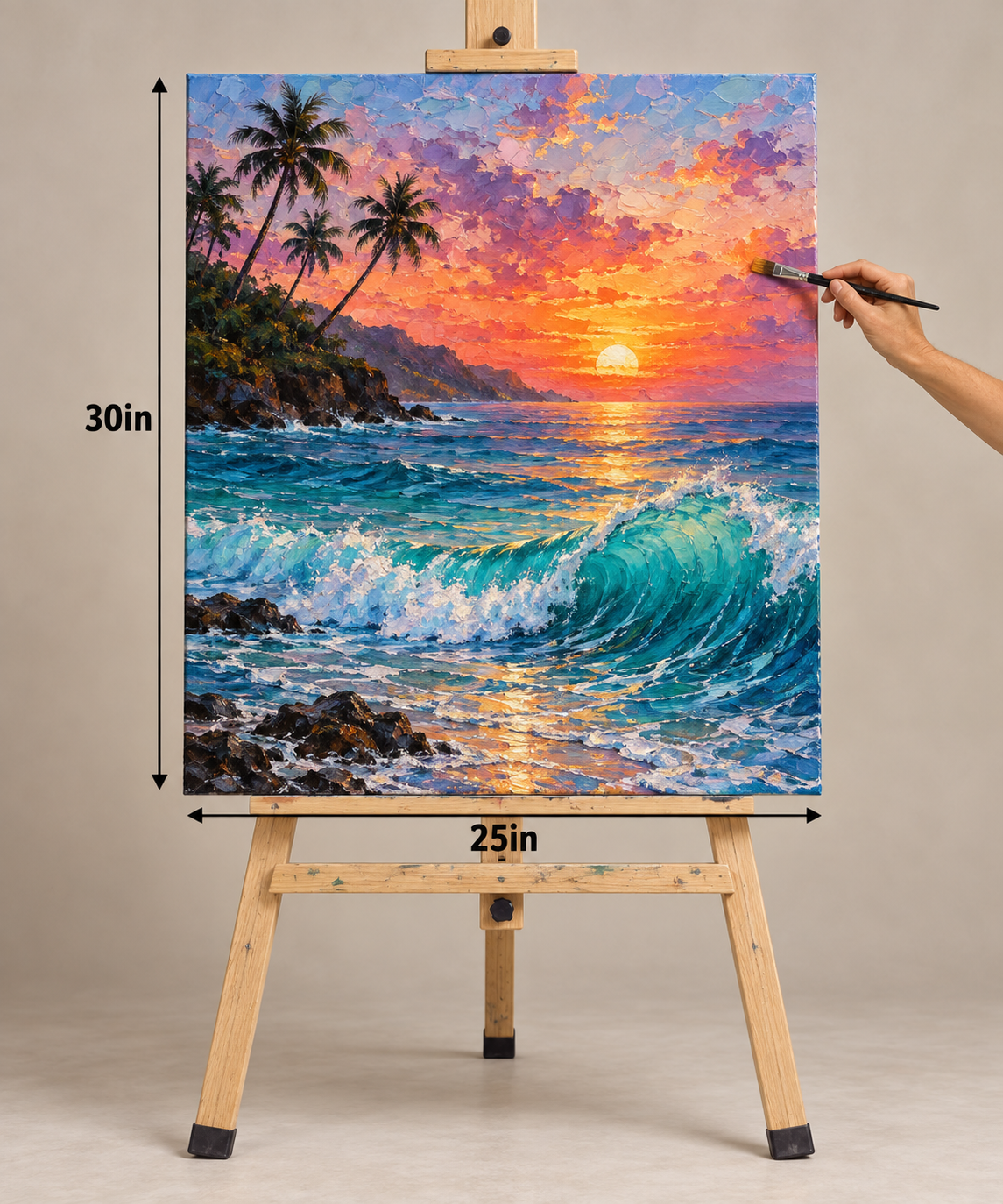Tropical Sunset Wave – Vibrant Coastal Canvas Art