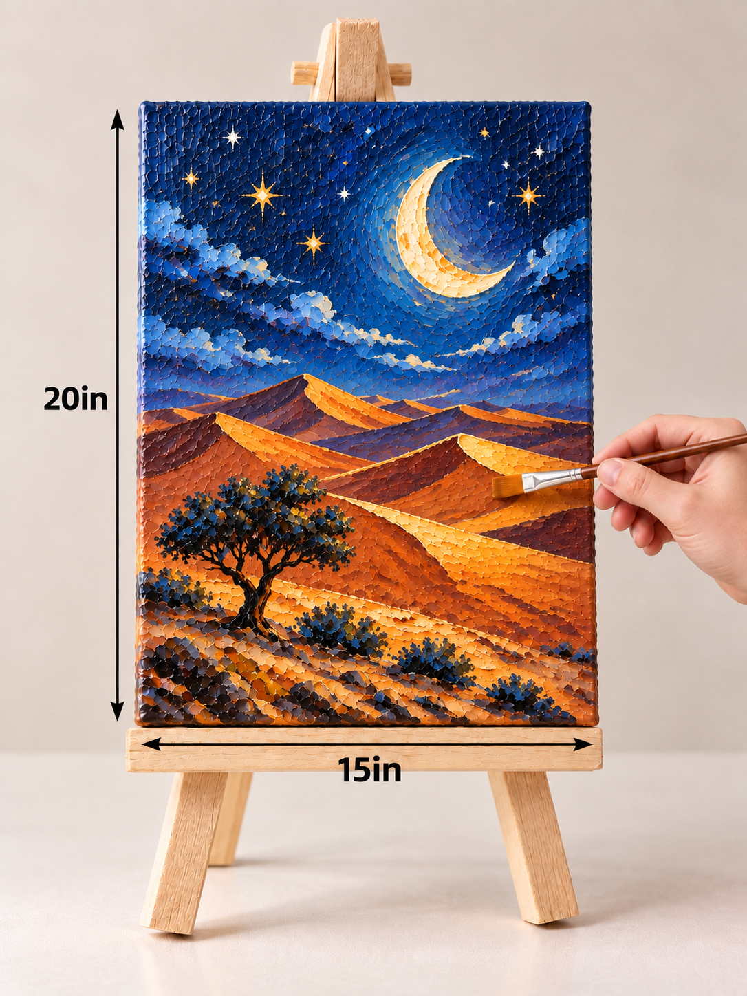 Moonlit Desert Dunes – Textured Night Landscape Canvas Art
