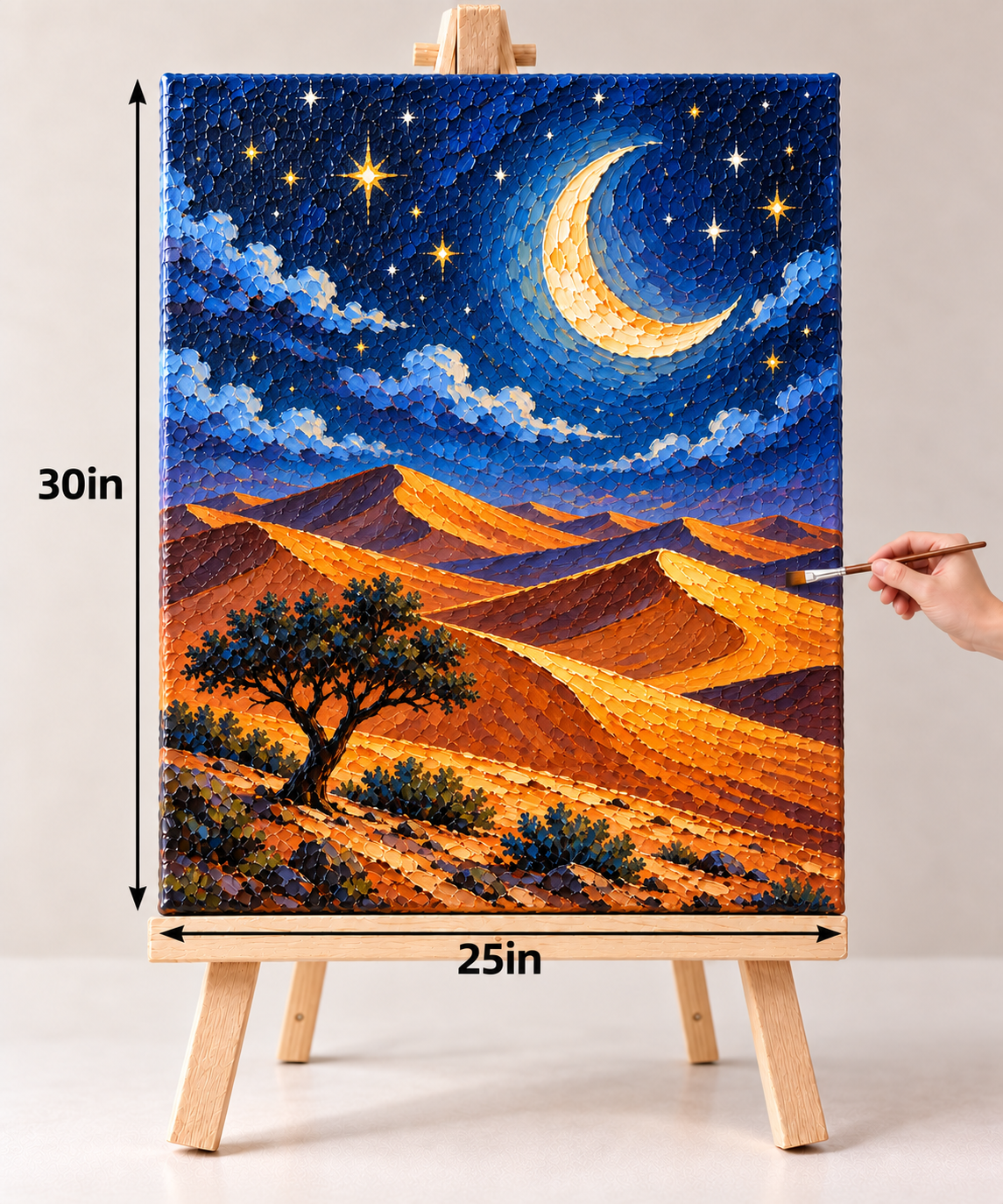Moonlit Desert Dunes – Textured Night Landscape Canvas Art