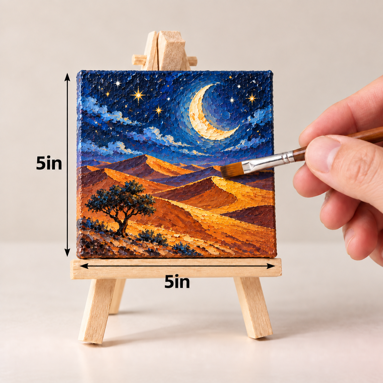 Moonlit Desert Dunes – Textured Night Landscape Canvas Art