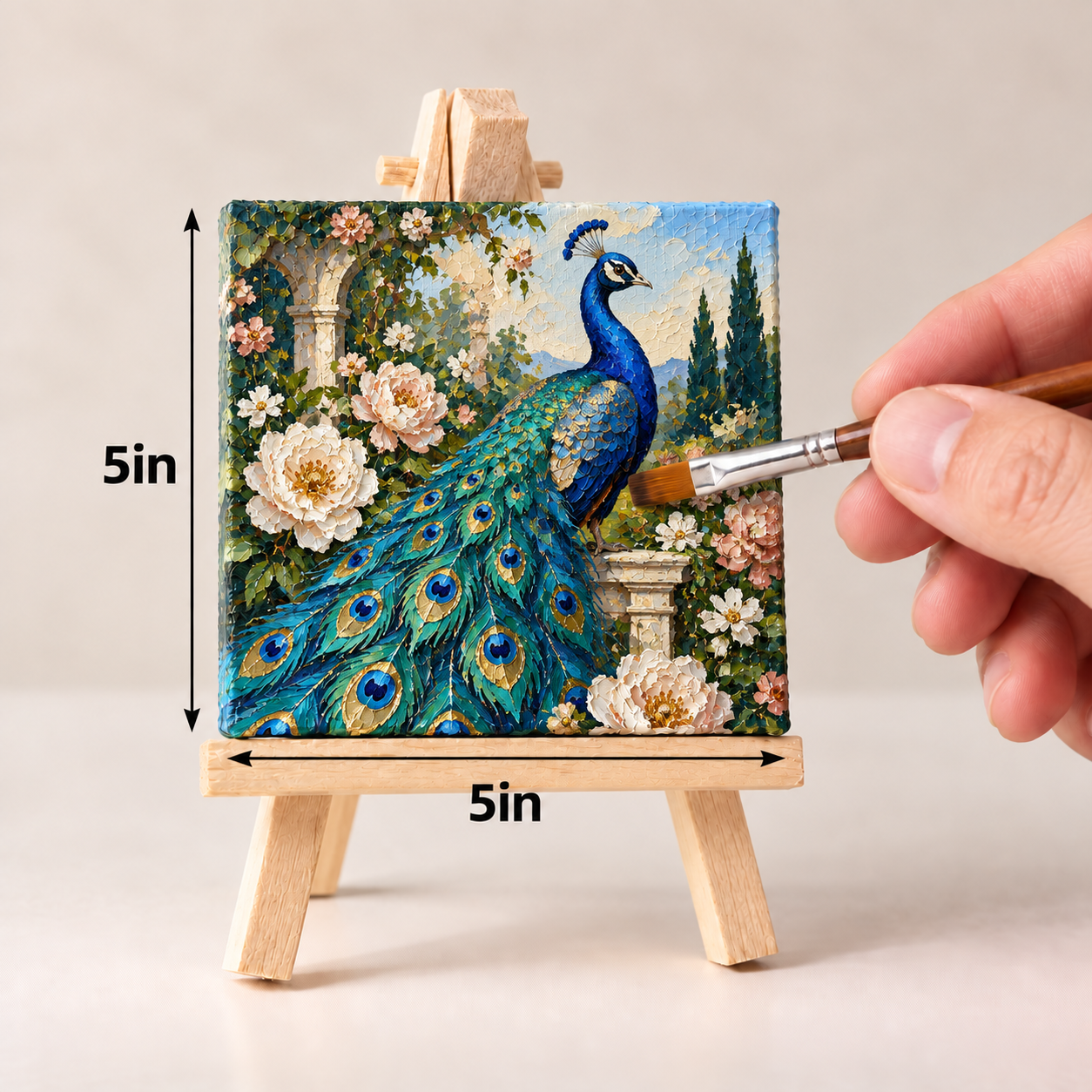 Peacock in the Rose Garden – Jewel-Tone Canvas Art