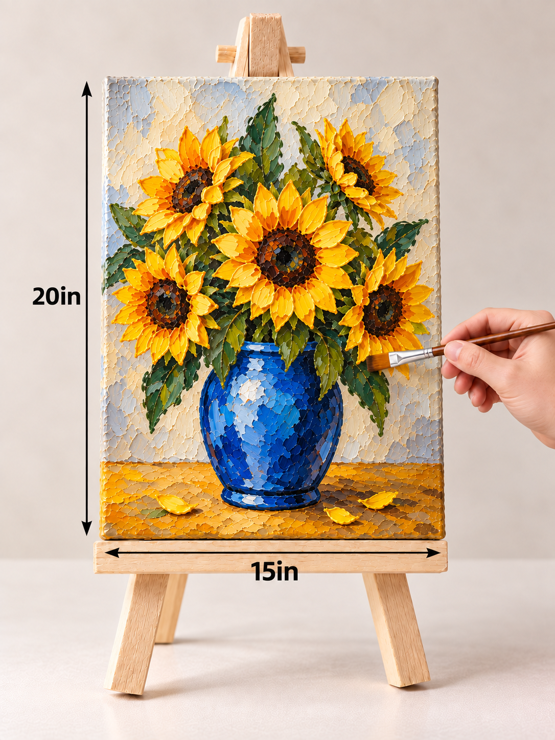 Sunflowers in a Blue Vase – Textured Floral Still Life