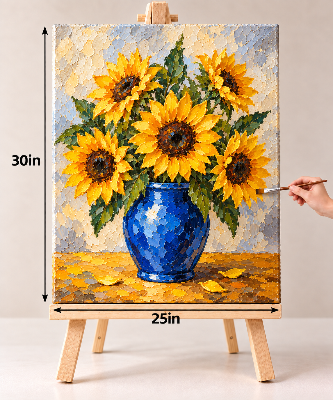 Sunflowers in a Blue Vase – Textured Floral Still Life