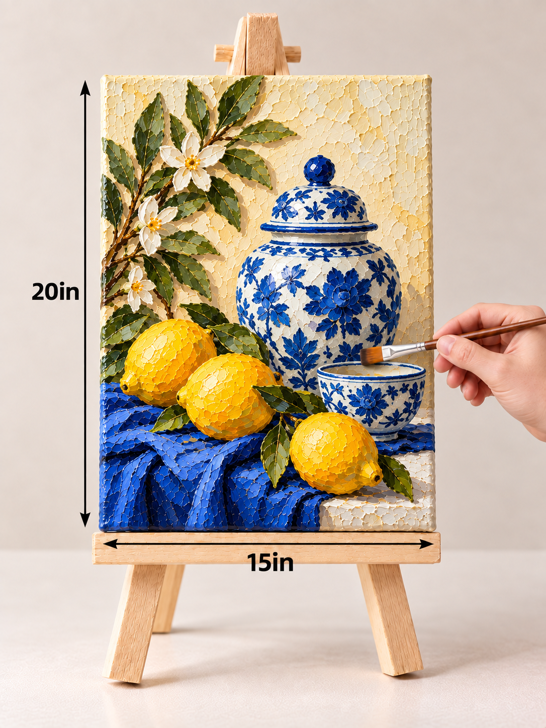 Lemons and Blue Porcelain – Mediterranean Still-Life Canvas Art