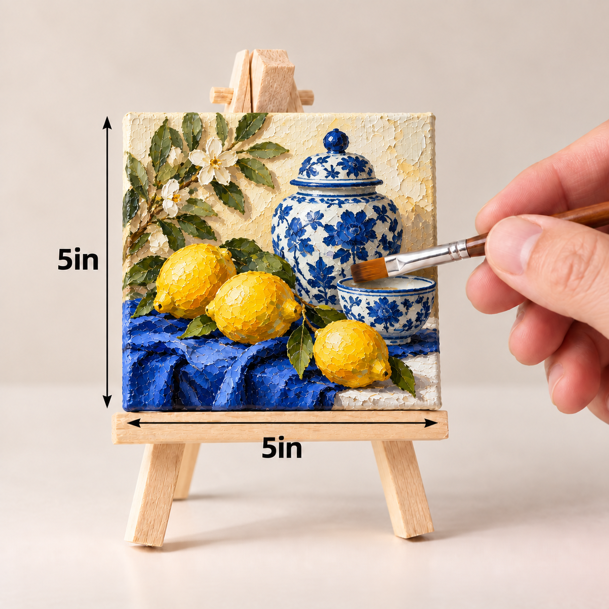 Lemons and Blue Porcelain – Mediterranean Still-Life Canvas Art