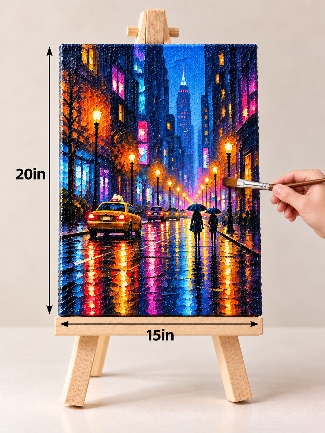 Neon Rain City – Vibrant Urban Night Canvas Art