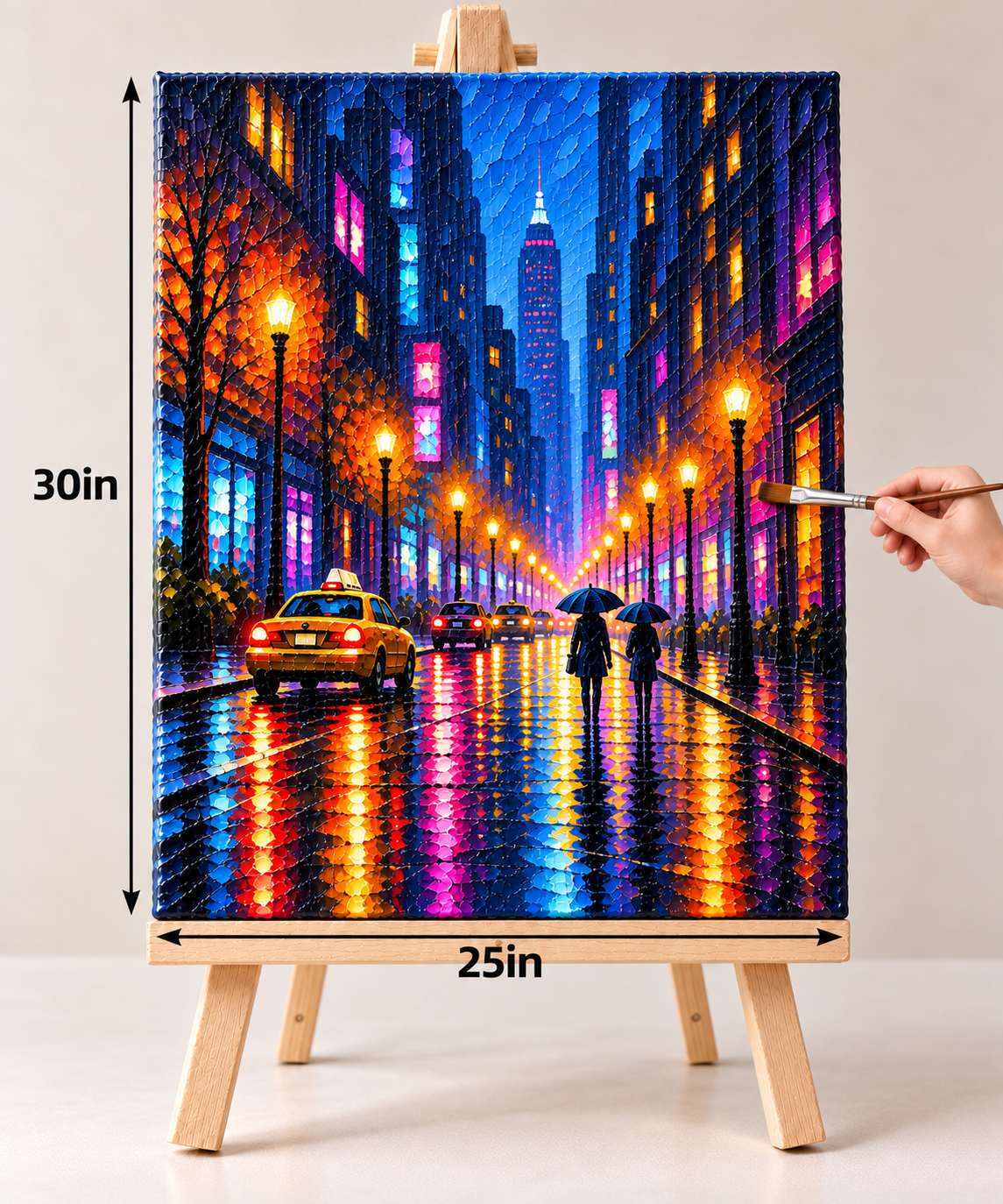 Neon Rain City – Vibrant Urban Night Canvas Art