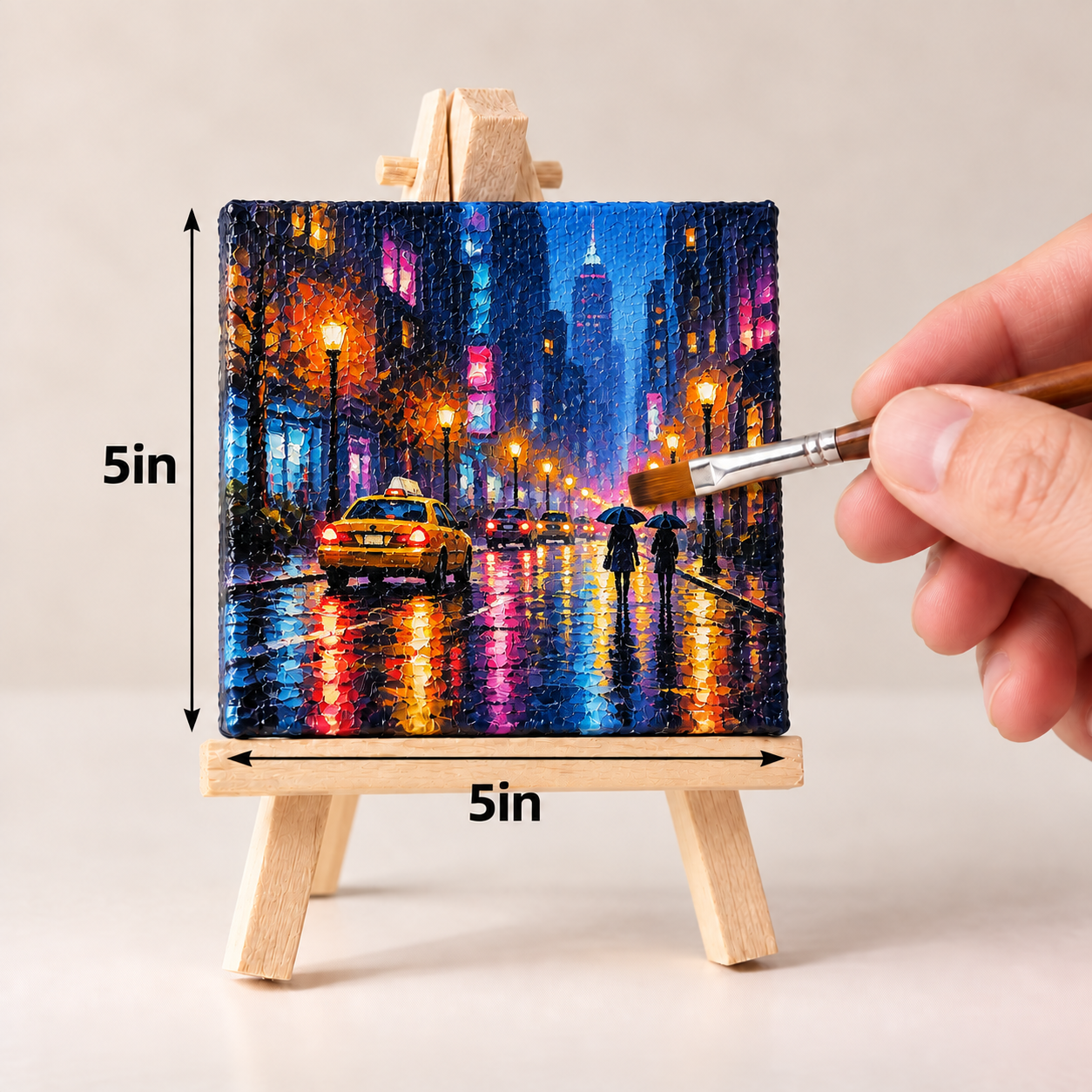 Neon Rain City – Vibrant Urban Night Canvas Art