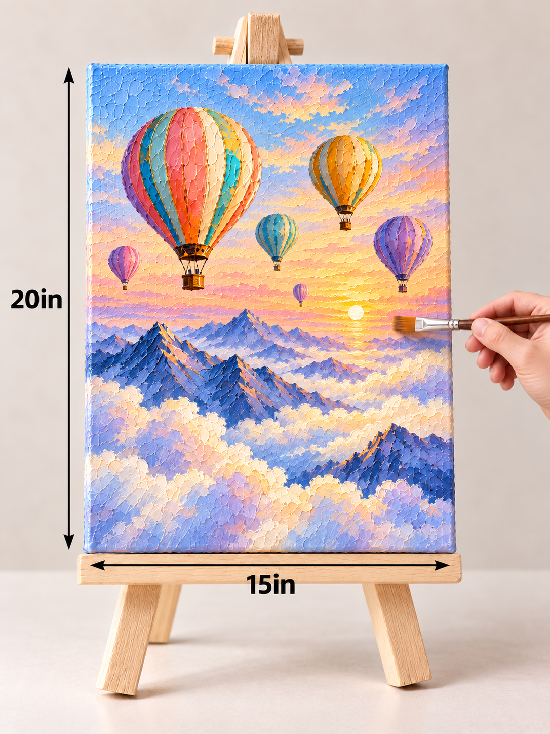 Balloons Above the Cloud Sea – Dreamy Textured Canvas Art