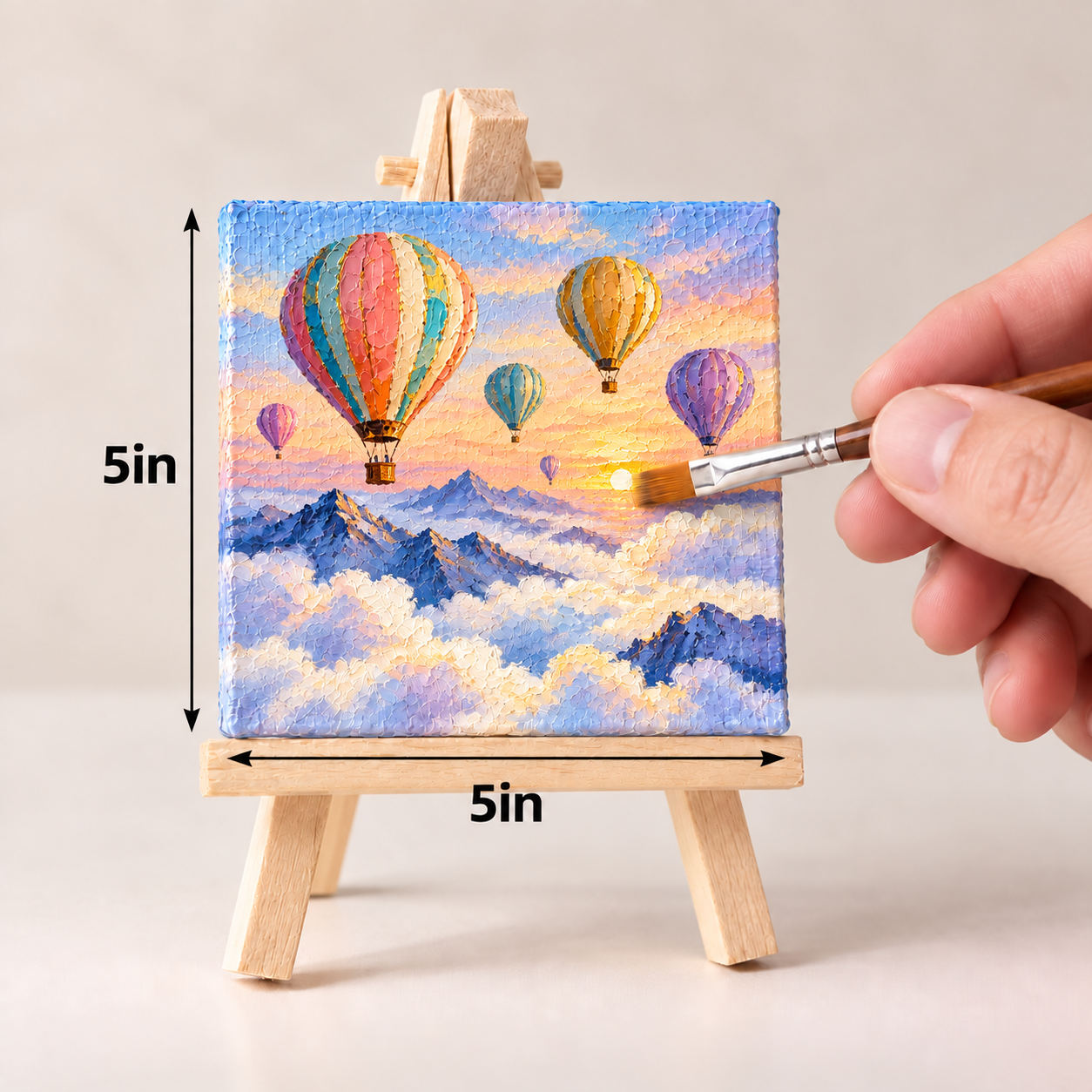 Balloons Above the Cloud Sea – Dreamy Textured Canvas Art