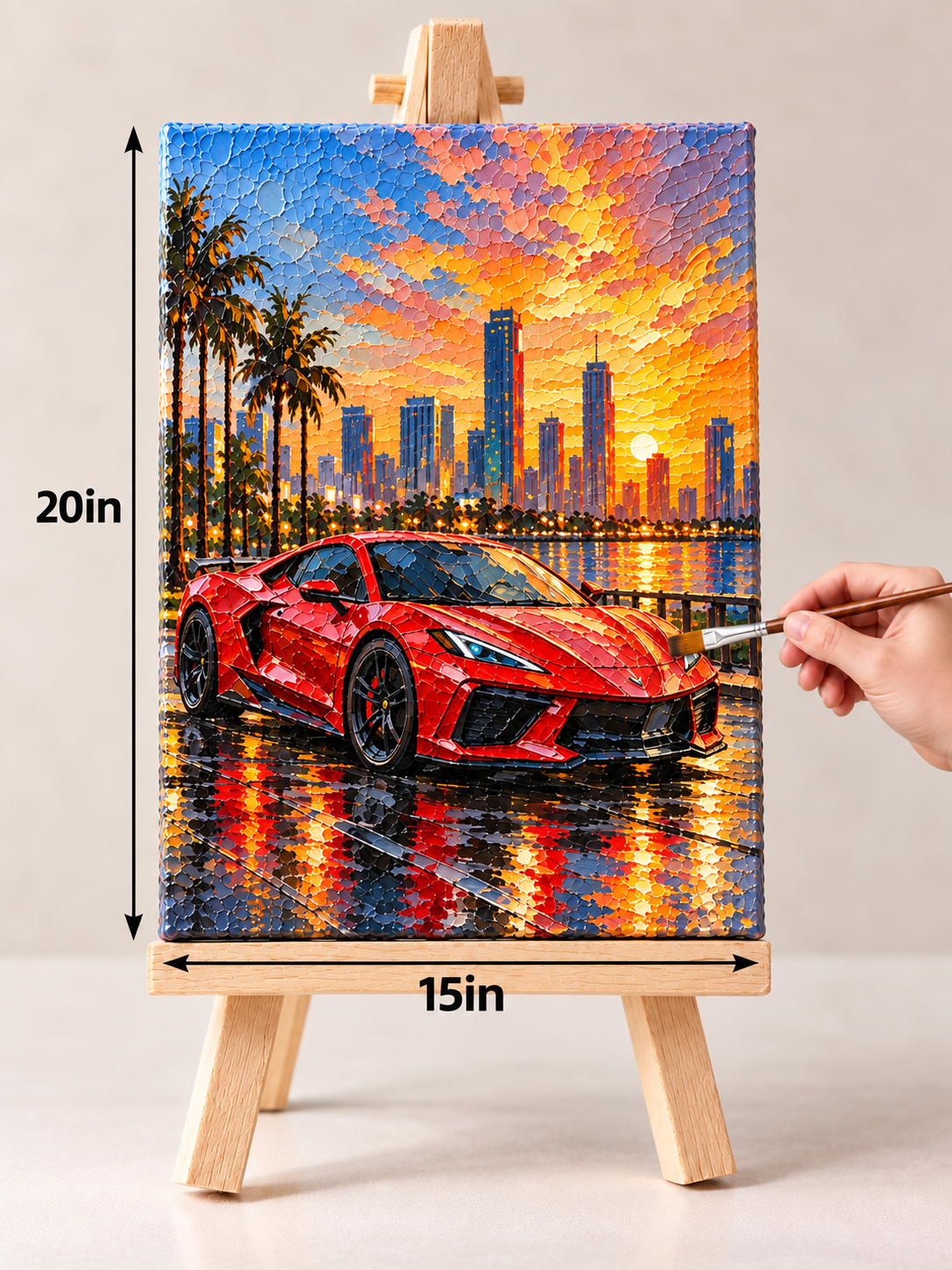 Red Supercar at Golden Hour – Luxury Automotive Canvas Art