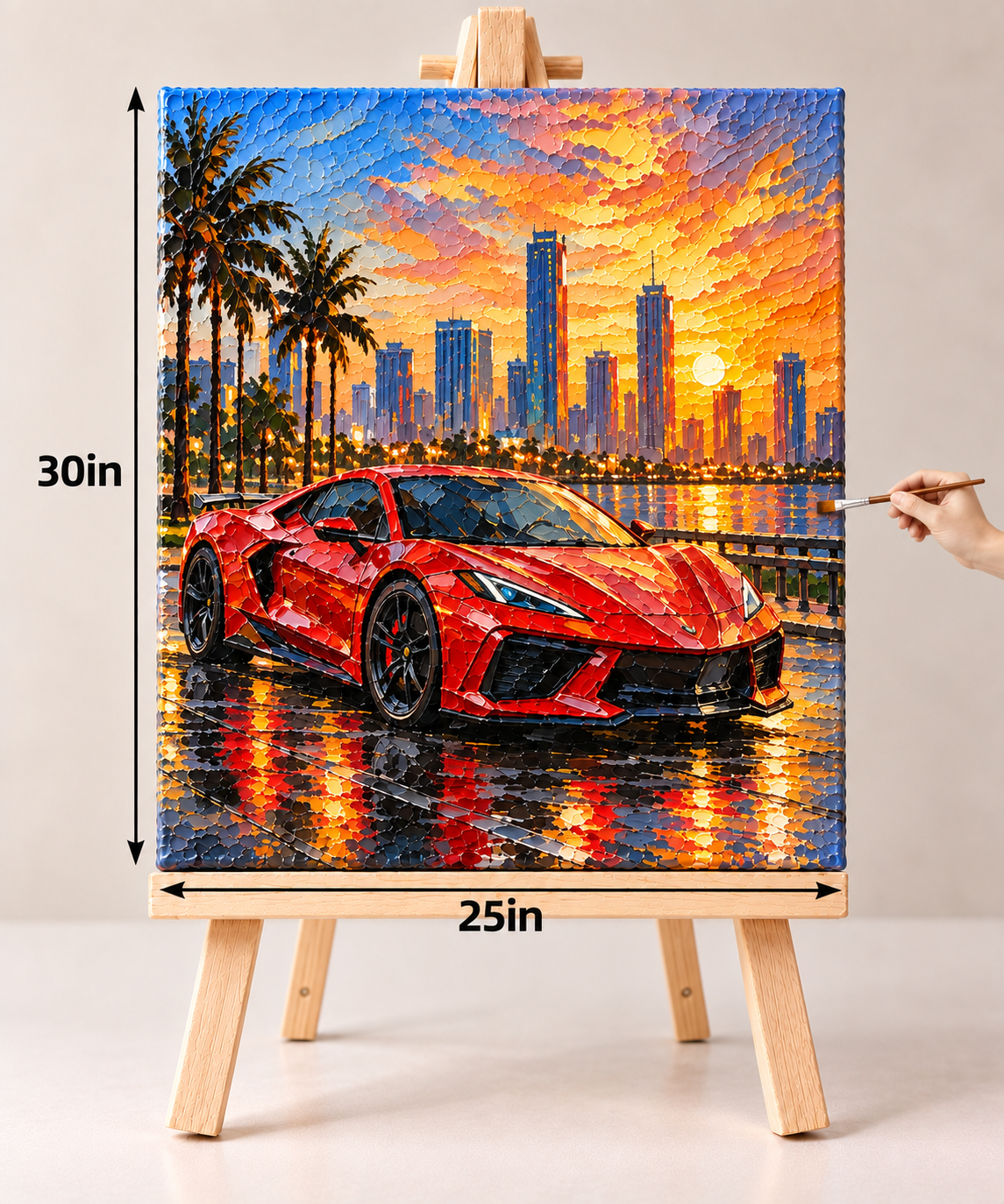 Red Supercar at Golden Hour – Luxury Automotive Canvas Art