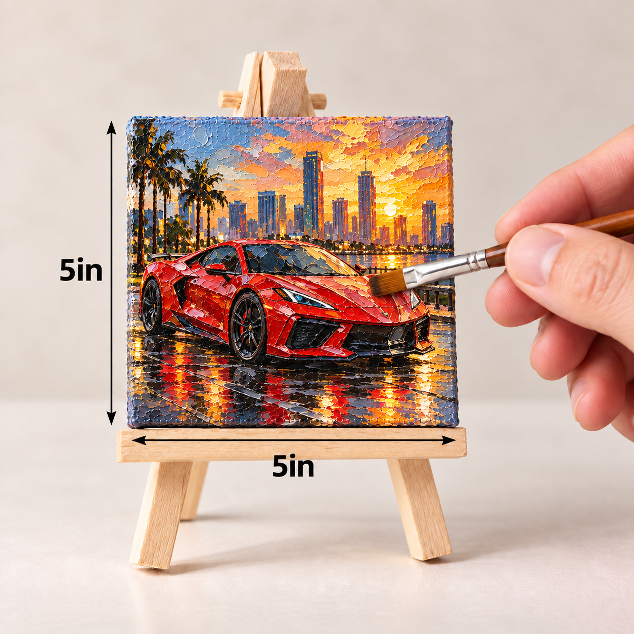 Red Supercar at Golden Hour – Luxury Automotive Canvas Art