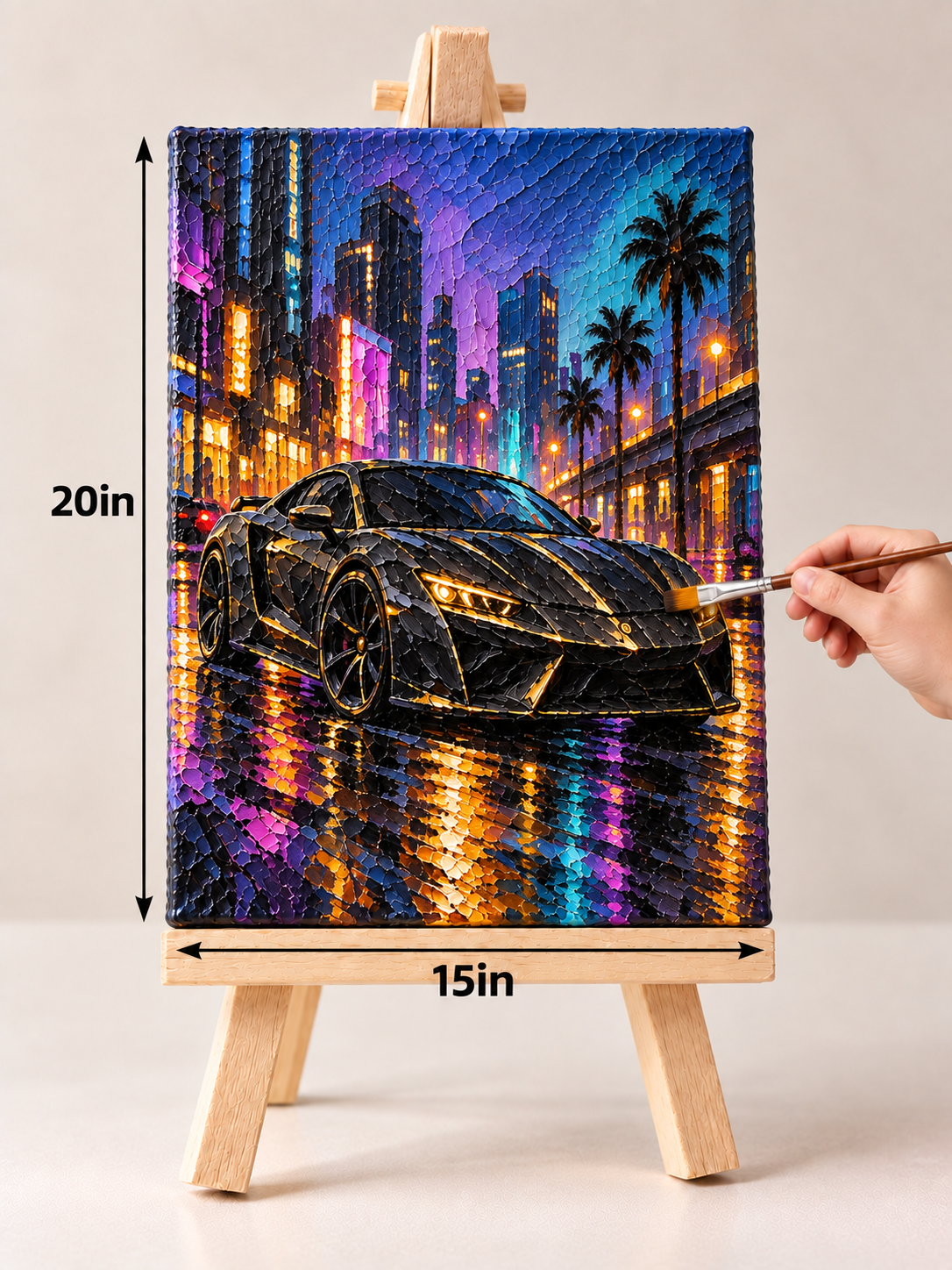 Black and Gold Supercar in the Rain – Luxury Automotive Canvas Art