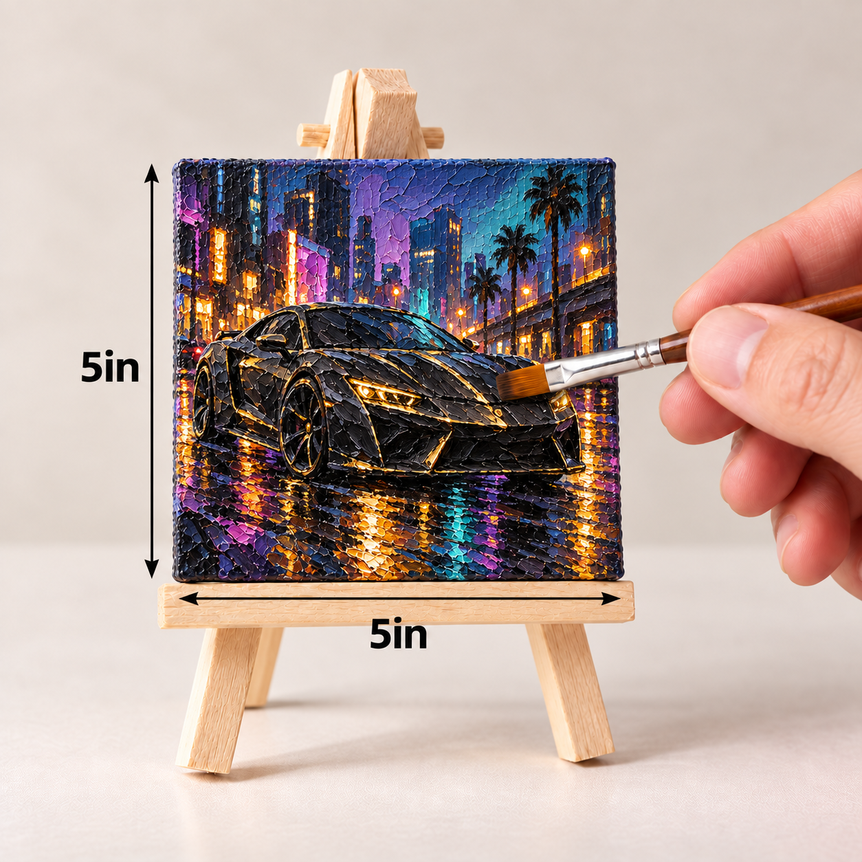Black and Gold Supercar in the Rain – Luxury Automotive Canvas Art