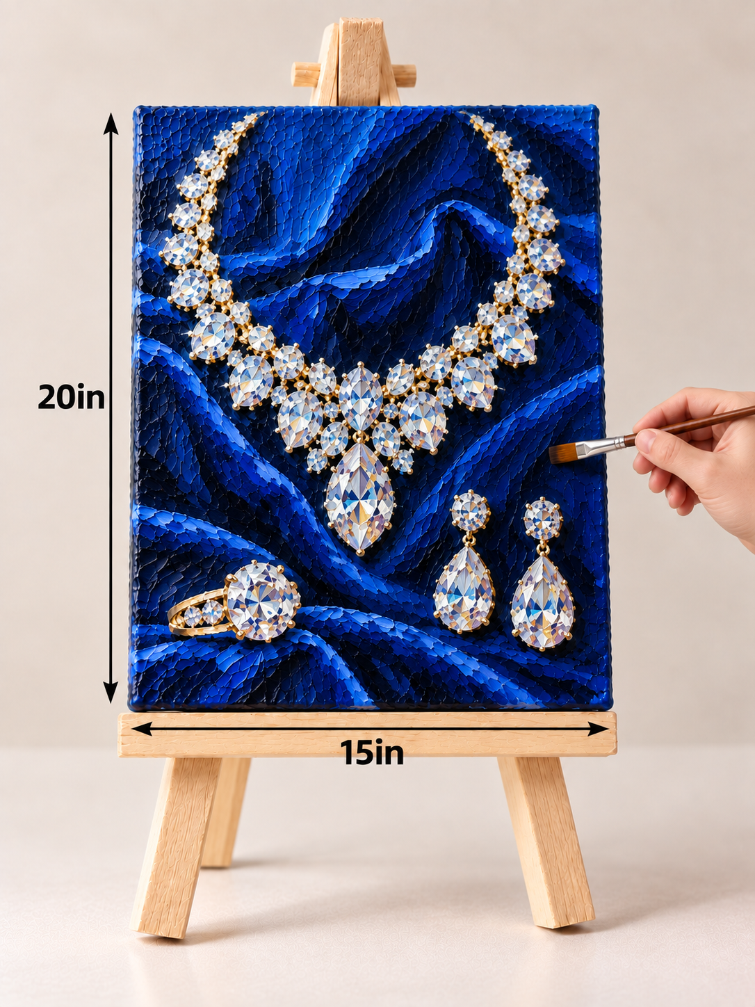 Diamonds on Royal Blue Velvet – Luxury Jewelry Canvas Art