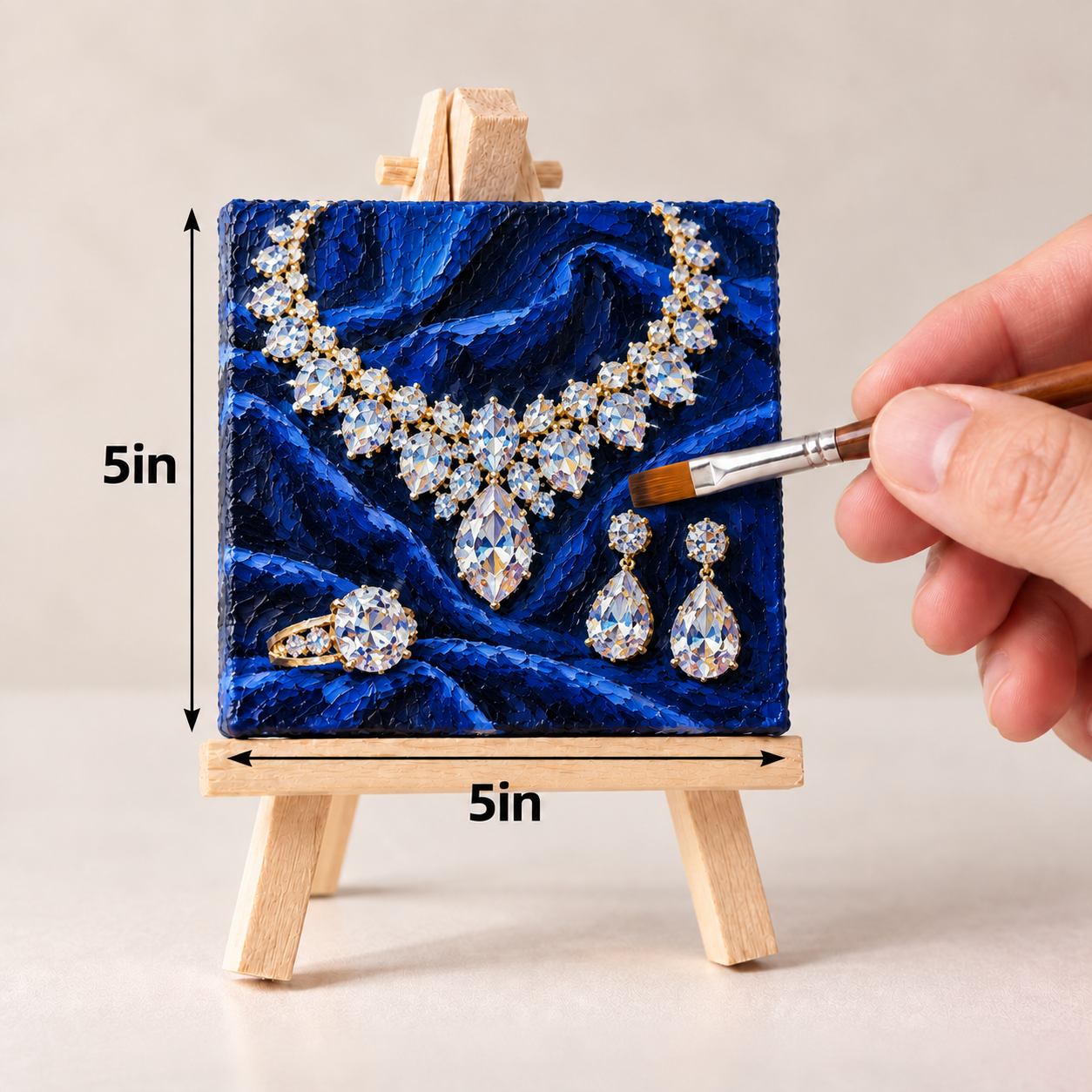 Diamonds on Royal Blue Velvet – Luxury Jewelry Canvas Art