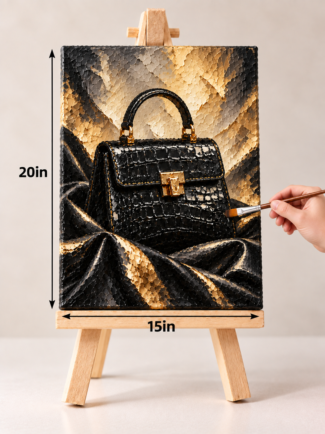 Midnight Croc-Texture Handbag – Luxury Fashion Canvas Art