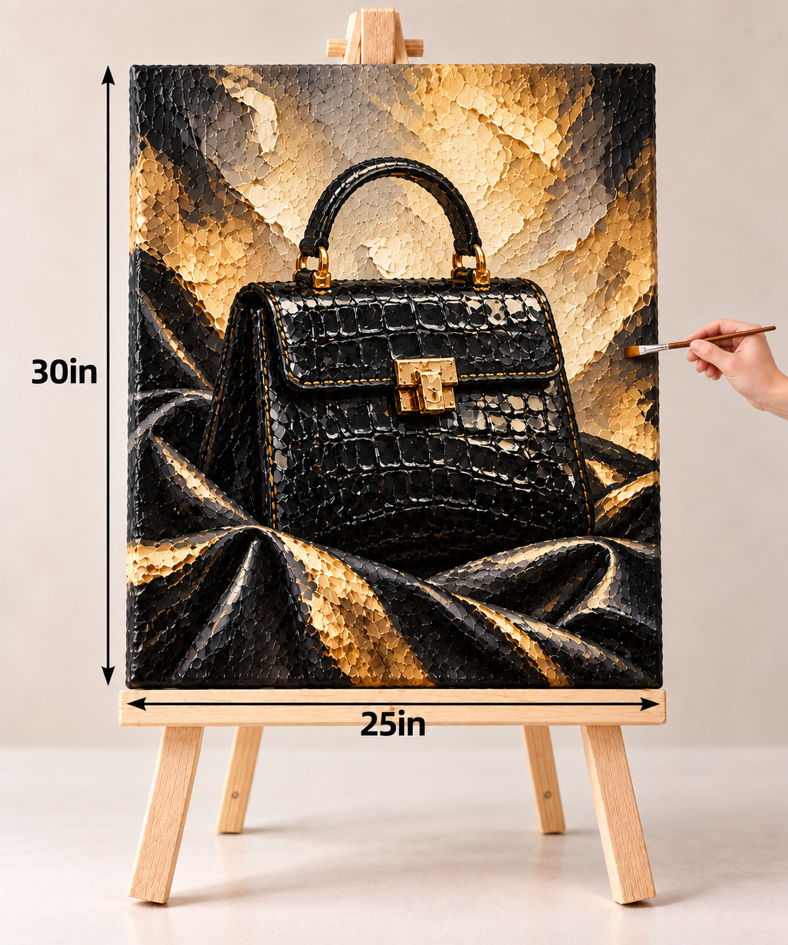 Midnight Croc-Texture Handbag – Luxury Fashion Canvas Art