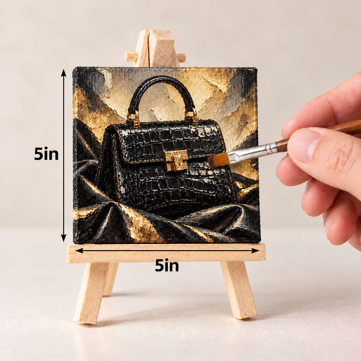 Midnight Croc-Texture Handbag – Luxury Fashion Canvas Art