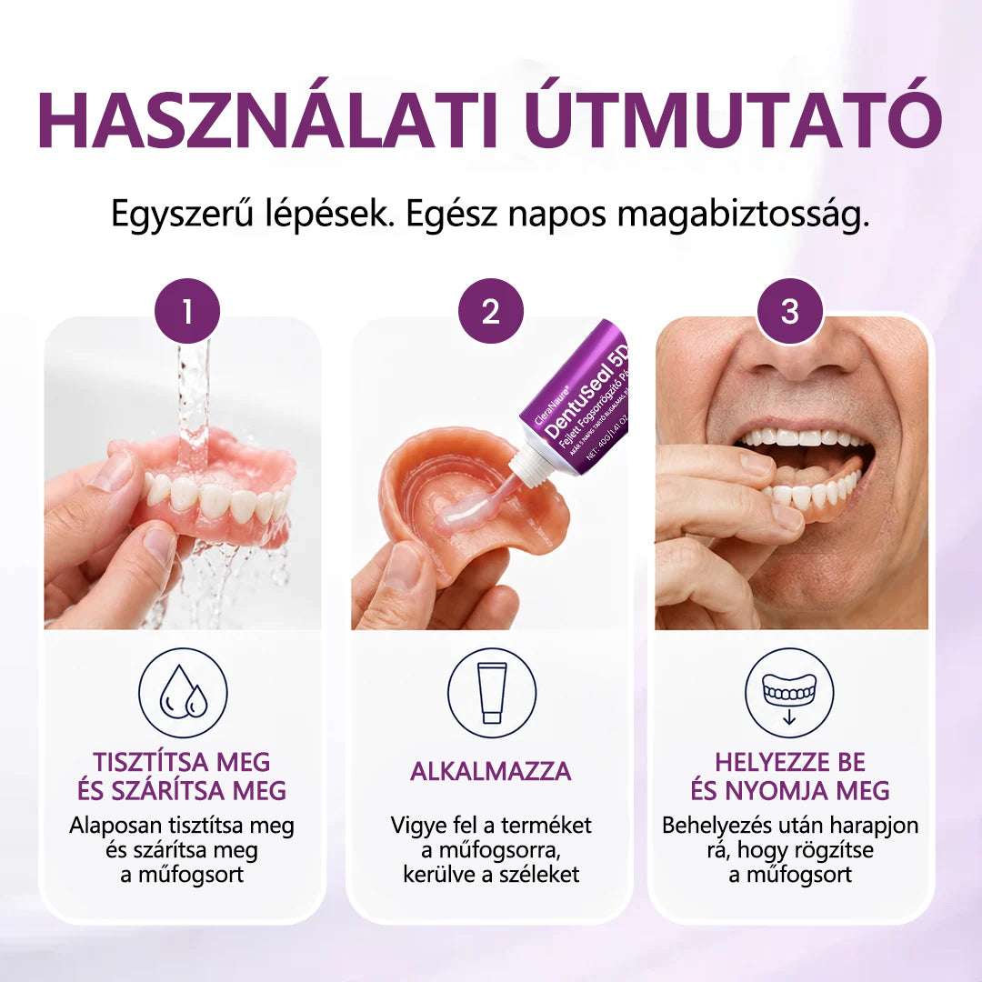 CleraNaure® DentuSeal 5D fejlett műfogsorrögzítő és párnázó ragasztó