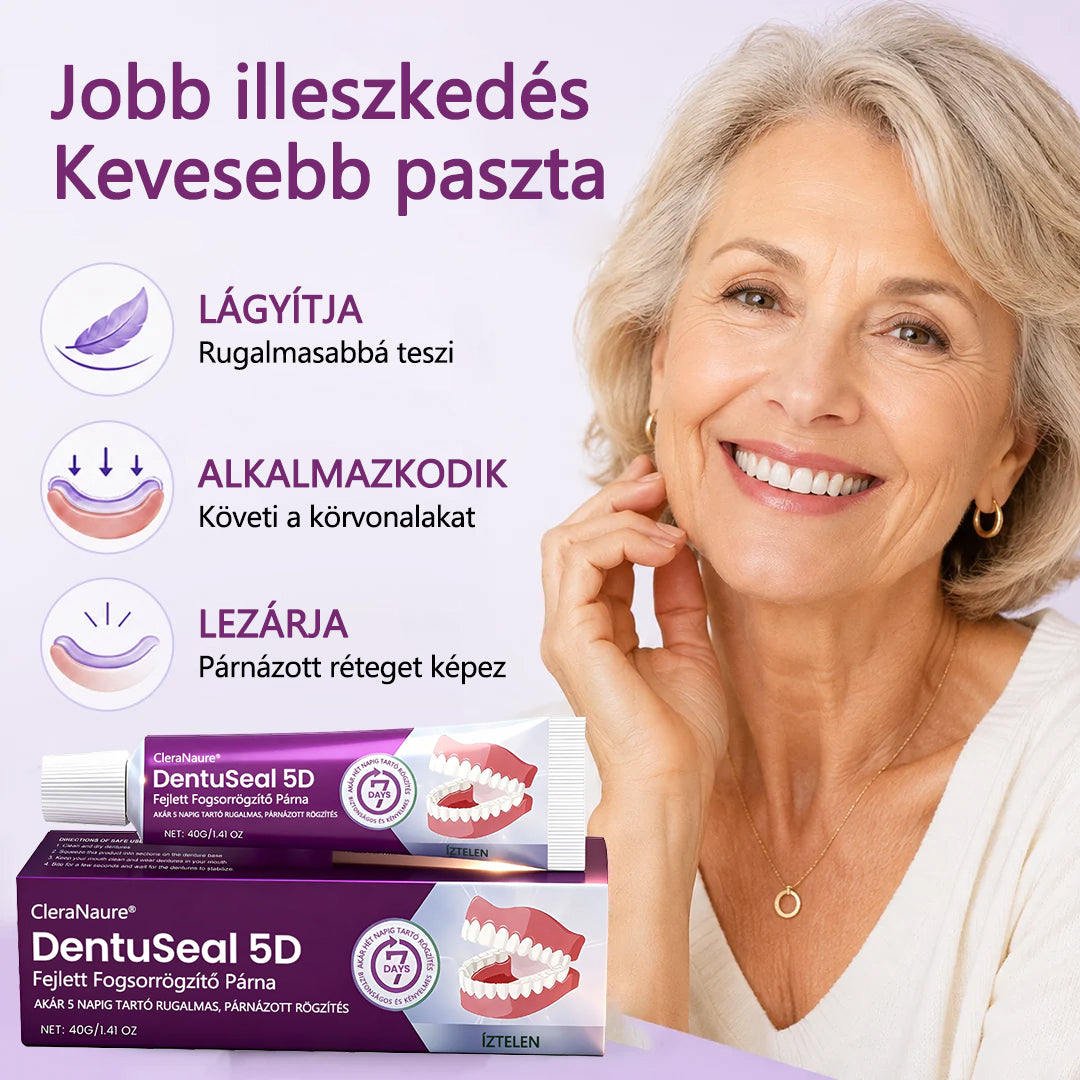 CleraNaure® DentuSeal 5D fejlett műfogsorrögzítő és párnázó ragasztó