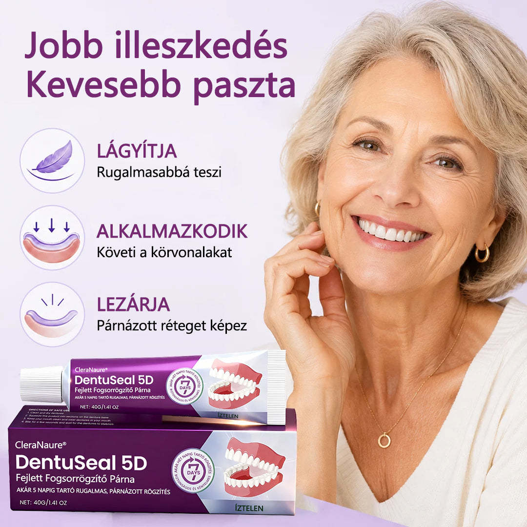 CleraNaure® DentuSeal 5D fejlett műfogsorrögzítő és párnázó ragasztó