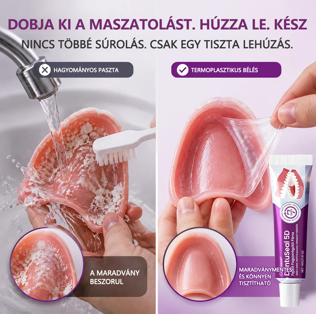 CleraNaure® DentuSeal 5D fejlett műfogsorrögzítő és párnázó ragasztó