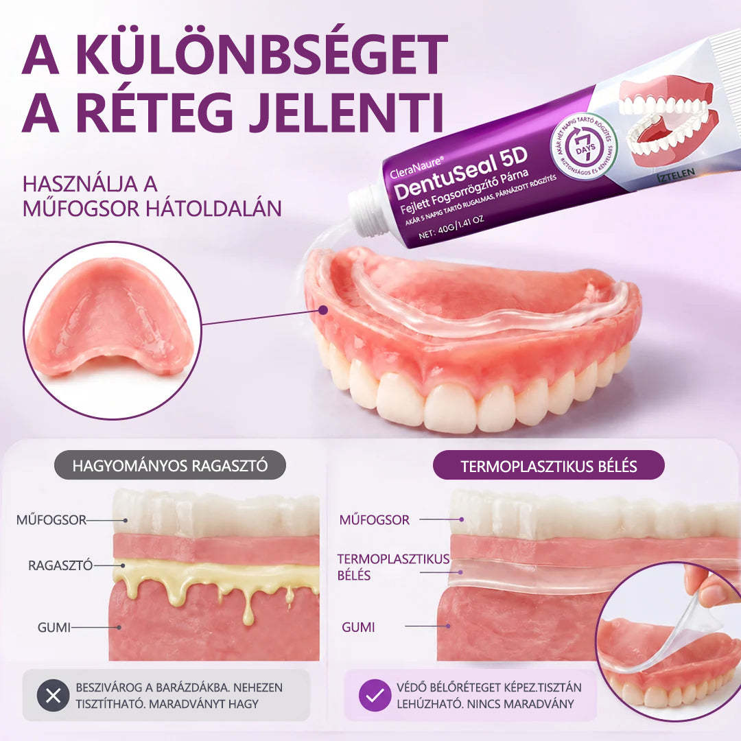 CleraNaure® DentuSeal 5D fejlett műfogsorrögzítő és párnázó ragasztó