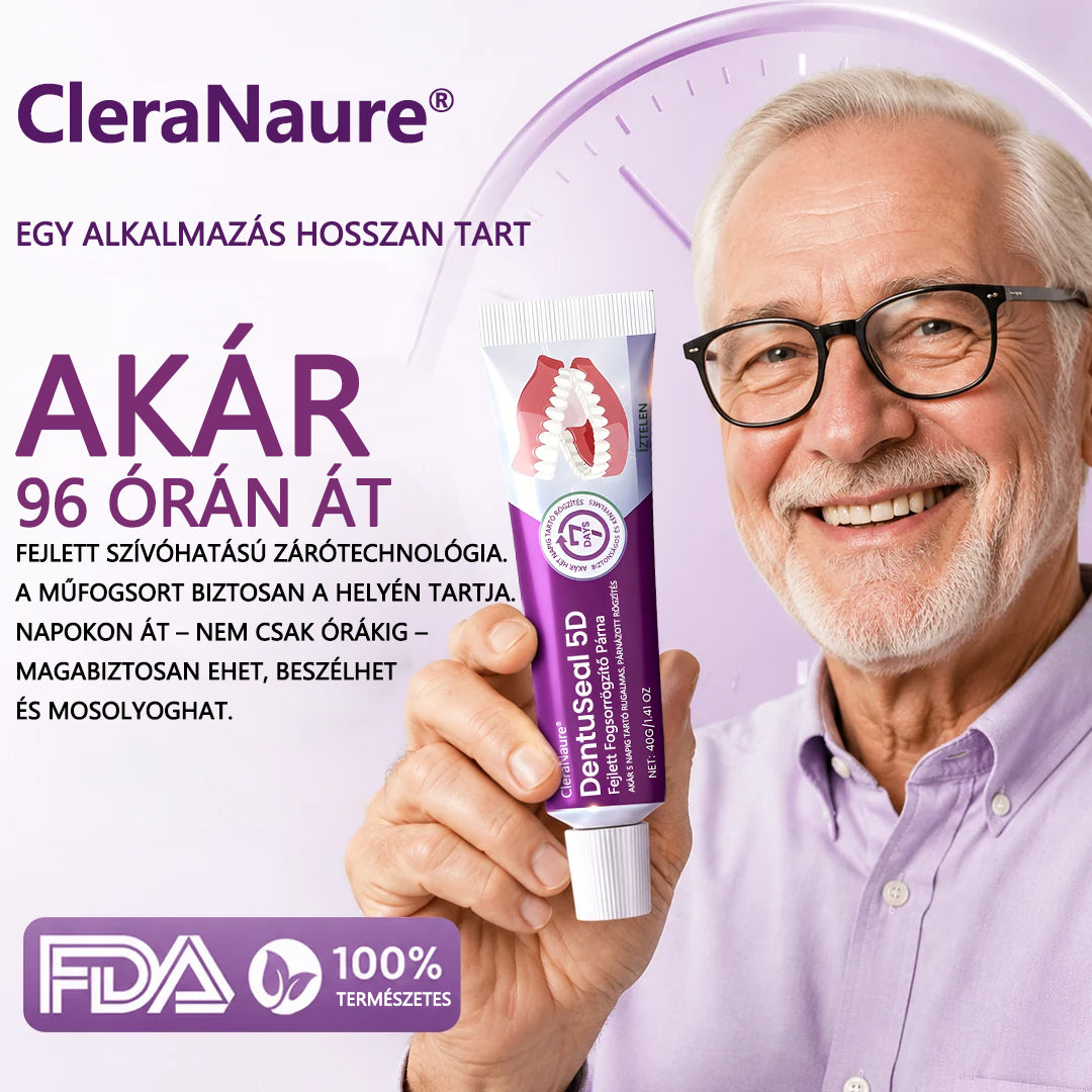 CleraNaure® DentuSeal 5D fejlett műfogsorrögzítő és párnázó ragasztó