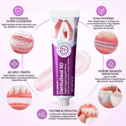 CleraNaure® DentuSeal 5D fejlett műfogsorrögzítő és párnázó ragasztó