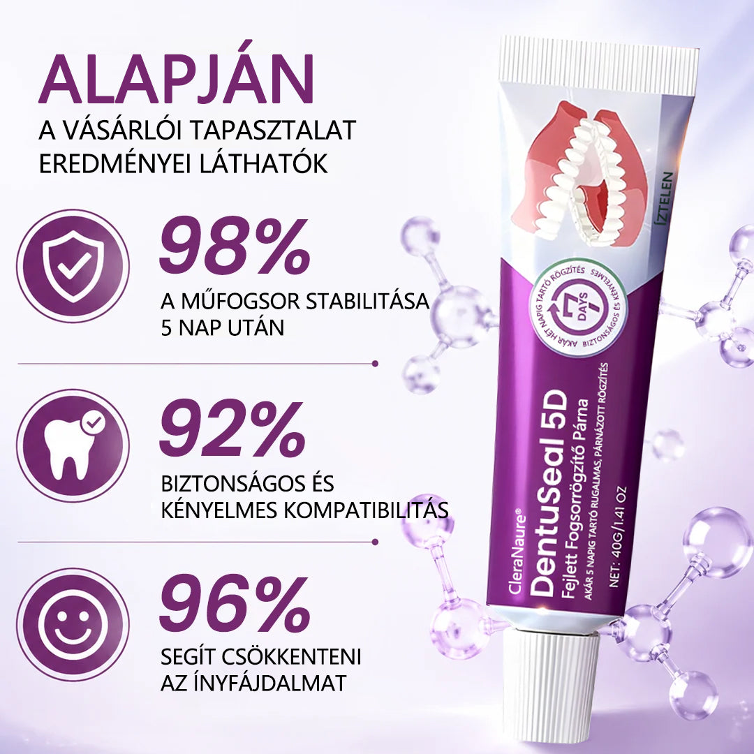 CleraNaure® DentuSeal 5D fejlett műfogsorrögzítő és párnázó ragasztó