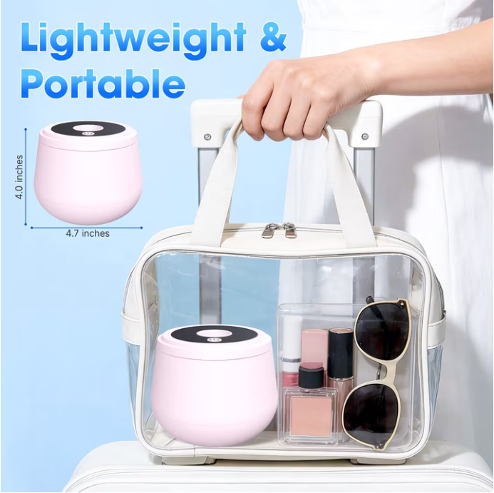 MQ Ultrasonic Retainer Cleaner Machine, 45kHz 200ML Dental Pod with Digital Timer & 4 Modes for Dentures, Night Guards, Braces, Aligners, Pink