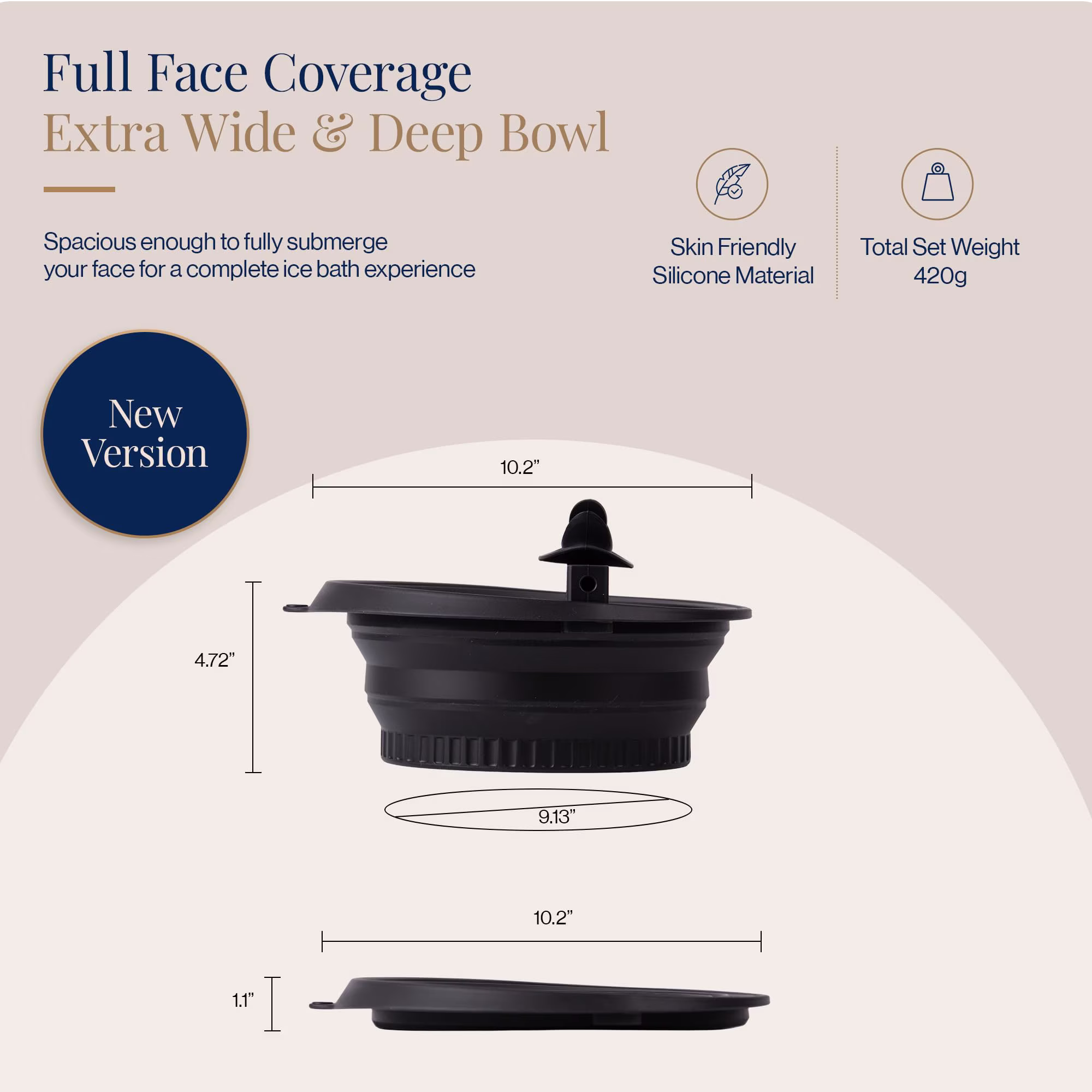 MQ Silicone Face Bowl for Ice with Built-In Icetray, Collapsible Ice Bowl for Face Bath at Home