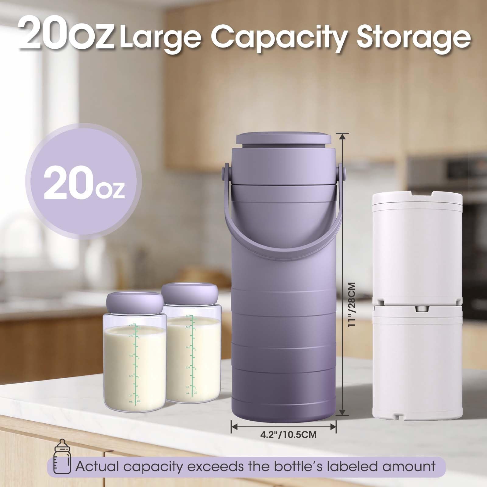 MQ Breast Milk Cooler 20oz with Temperature Display 24Hours 360° Total Cooling Milk Bottle Storage Cooler Breast Milk Cooling Cup for Travel Outdoor (Purple)