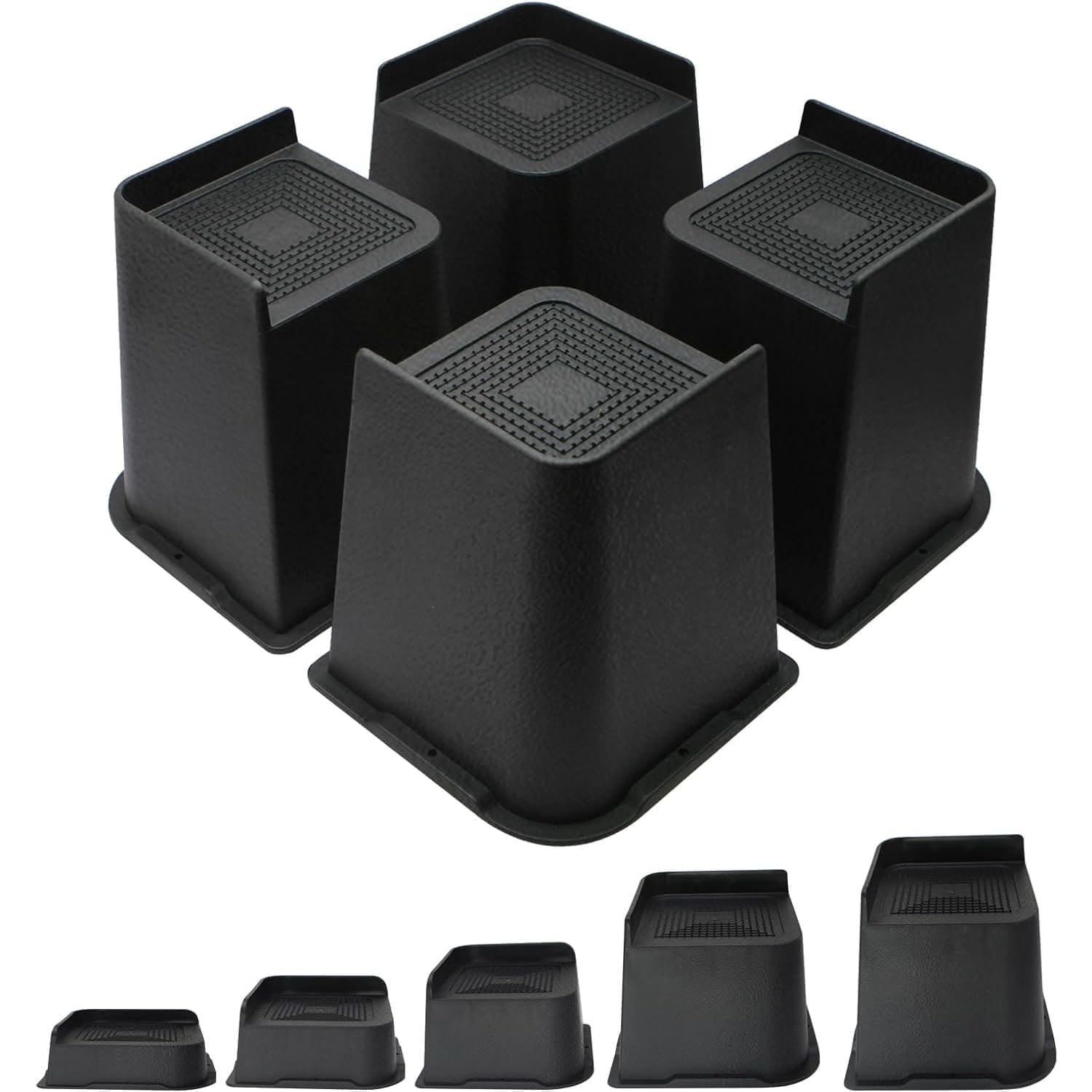 MQ Bed Risers 6 Inch 4 Pack Black Support 7000LBs, Oversized Furniture Risers for Dorm Beds Frame, Sofa, Desk, Couch, Chairs Legs